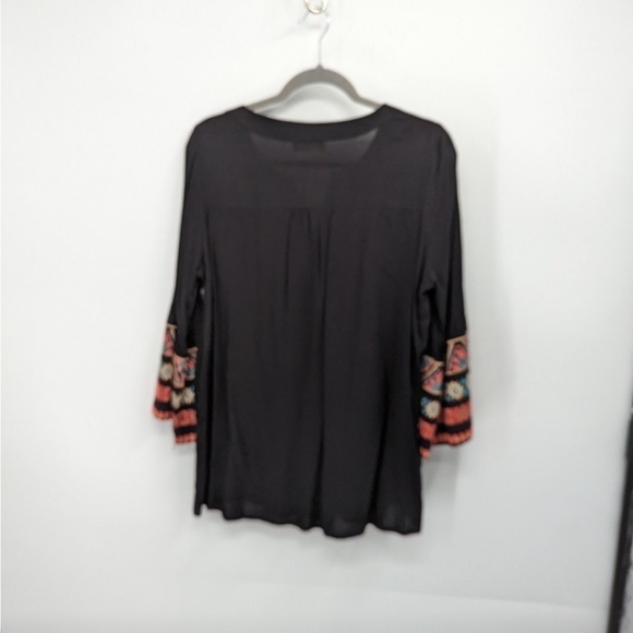 Altar’d State women’s black blouse with embroidered bell‎ sleeves, size medium - Picture 7 of 8